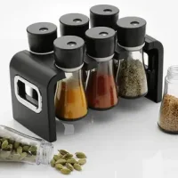 PLASTIC SPICE JARS (6 PCS MULTICOLOUR)